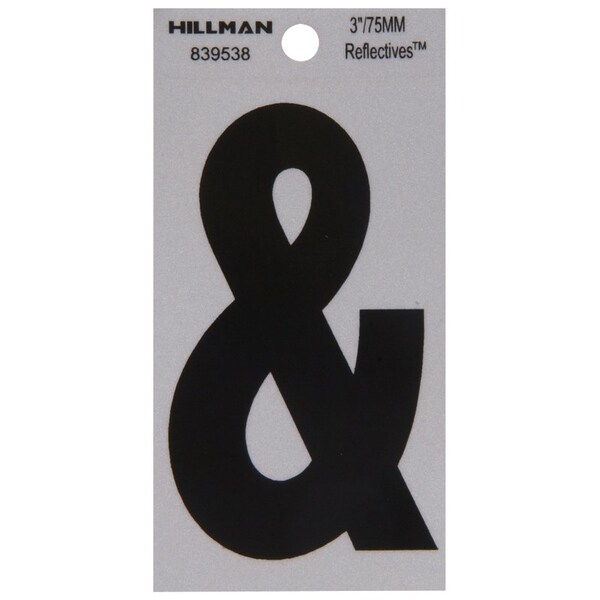 Hillman HILLMAN 3 in. Reflective Black Vinyl Self-Adhesive Special Character Ampersand 1 pc, PK6 839538 - main